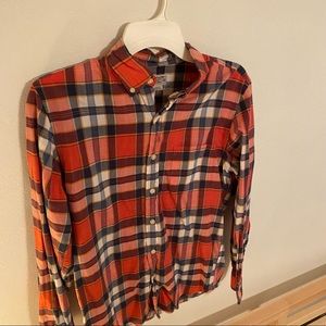Men’s orange plaid button down